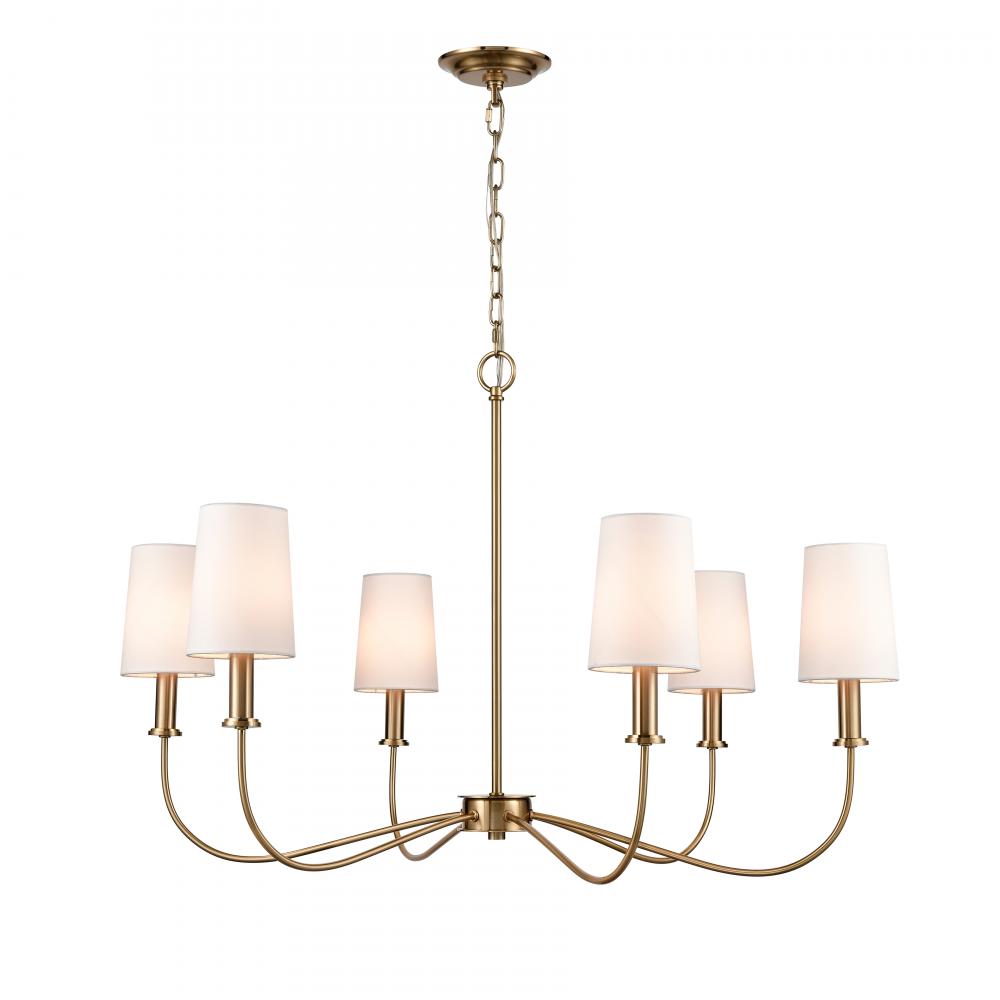 West Point 36'' Wide 6-Light Chandelier - Brass