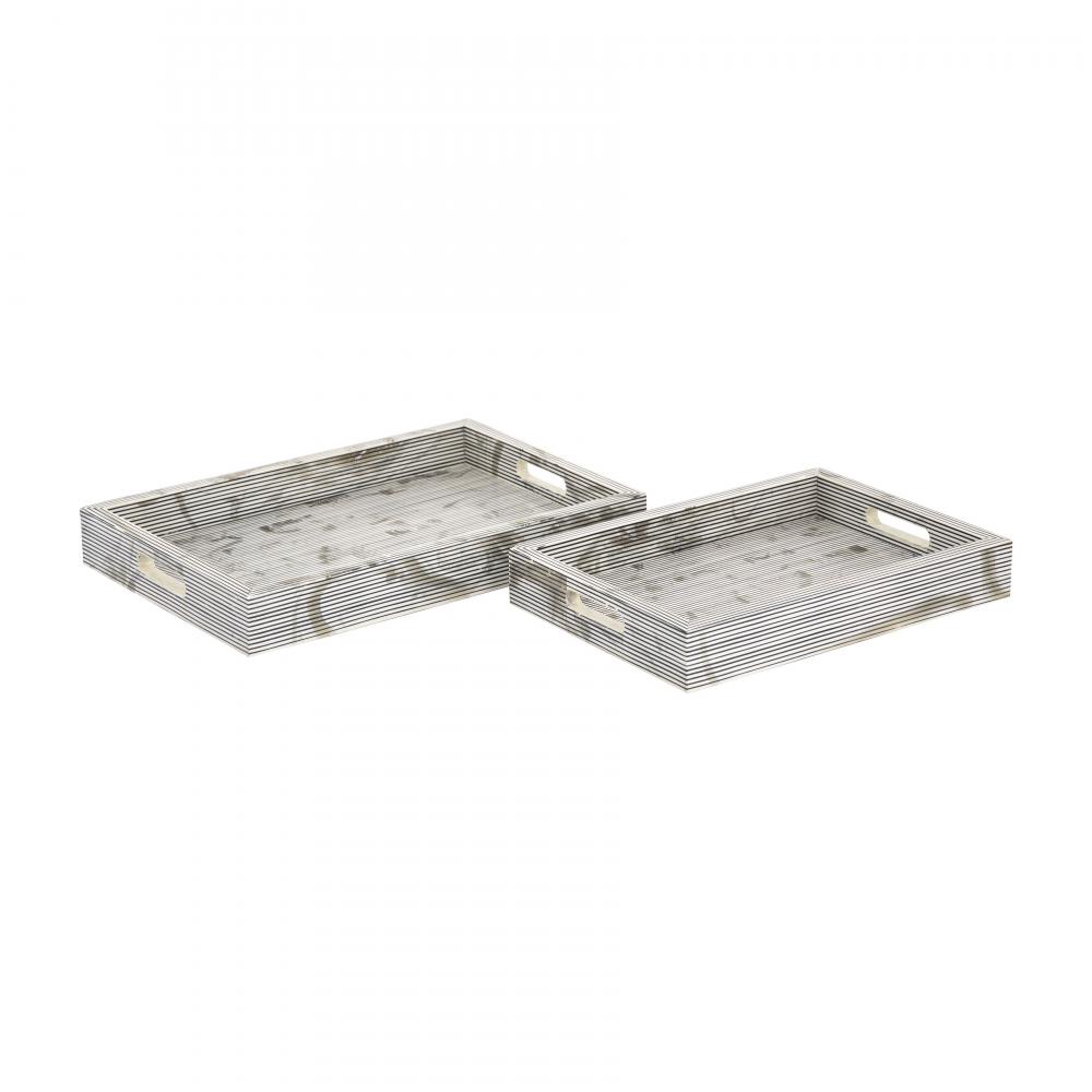 Eaton Etched Tray - Set of 2 White (2 pack) (2 pack)