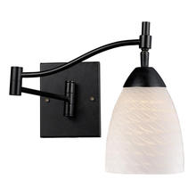 ELK Home Plus 10151/1DR-WS - Celina 1-Light Swingarm Wall Lamp in Dark Rust with White Swirl Glass