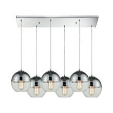 ELK Home Plus 10492/6RC - Revelo 6-Light Rectangular Pendant Fixture in Polished Chrome with Clear and Chrome-plated Glass