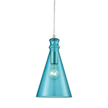 ELK Home Plus 10771/1 - Parson 1 Light Pendant in Satin Nickel with Aqua Glass