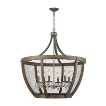 ELK Home Plus 1140-033 - Renaissance Invention 6-Light Chandelier in Aged Wood and Wire - Wide