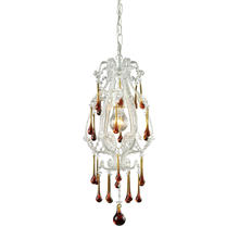 ELK Home Plus 12003/1AMB - Opulence 1-Light Mini Pendant in Antique White with Amber Crystals