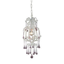 ELK Home Plus 12003/1RS - Opulence 1-Light Mini Pendant in Antique White with Rose Crystals