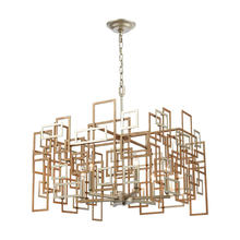 ELK Home Plus 12305/6 - Gridlock 6-Light Chandelier in Matte Gold and Aged Silver
