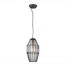 ELK Home Plus 14248/1 - Yardley 1-Light Mini Pendant in Oil Rubbed Bronze with Clear Crystal on a Wire Cage