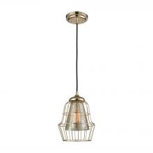 ELK Home Plus 14266/1 - Yardley 1-Light Mini Pendant in Polished Gold with Mercury Glass and Wire Cage