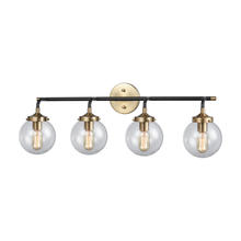 ELK Home Plus 14429/4 - Boudreaux 4-Light Vanity Lamp in Matte Black and Antique Gold with Sphere-shaped Glass