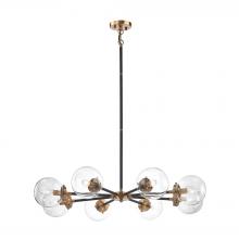 ELK Home Plus 14433/8 - Boudreaux 8-Light Chandelier in Antique Gold and Matte Black with Sphere-shaped Glass