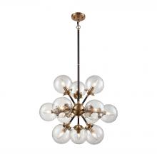 ELK Home Plus 14434/12 - Boudreaux 12-Light Chandelier in Antique Gold and Matte Black with Sphere-shaped Glass