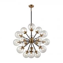 ELK Home Plus 14435/18 - Boudreaux 18-Light Chandelier in Antique Gold and Matte Black with Sphere-shaped Glass