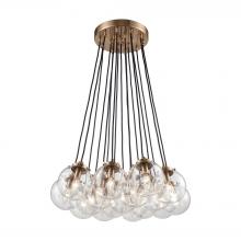 ELK Home Plus 14466/17 - Boudreaux 17-Light Chandelier in Satin Brass with Sphere-shaped Glass