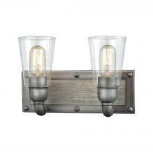 ELK Home Plus 14471/2 - Platform 2-Light Vanity Lamp in Weathered Zinc with Clear Glass