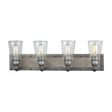 ELK Home Plus 14473/4 - Platform 4-Light Vanity Lamp in Weathered Zinc with Clear Glass