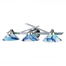 ELK Home Plus 1472/3CAR - Refraction 3-Light Vanity Lamp in Polished Chrome with Caribbean Glass