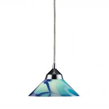 ELK Home Plus 1477/1CAR - Refraction 1-Light Mini Pendant in Polished Chrome with Caribbean Glass
