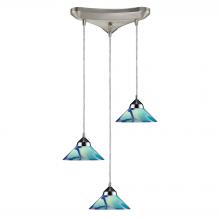 ELK Home Plus 1477/3CAR - Refraction 3-Light Triangular Pendant Fixture in Polished Chrome with Caribbean Glass