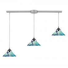 ELK Home Plus 1477/3L-CAR - Refraction 3-Light Linear Pendant Fixture in Polished Chrome with Satin Glass