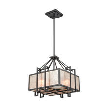 ELK Home Plus 16184/3 - Stasis 3-Light Chandelier in Oil Rubbed Bronze with Tan and Clear Mica Shade