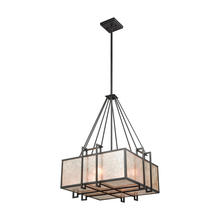 ELK Home Plus 16185/4 - Stasis 4-Light Chandelier in Oil Rubbed Bronze with Tan and Clear Mica Shade