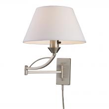 ELK Home Plus 17016/1 - Elysburg 1-Light Swingarm Wall Lamp in Satin Nickel with White Fabric Shade