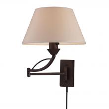 ELK Home Plus 17026/1 - Elysburg 1-Light Swingarm Wall Lamp in Aged Bronze with Off-white Shade