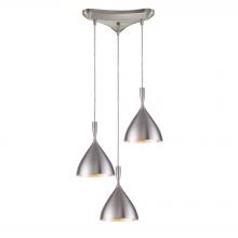 ELK Home Plus 17042/3ALM - Spun Aluminum 3-Light Triangular Pendant Fixture in Aluminum with Matching Shade