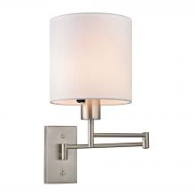 ELK Home Plus 17150/1 - Carson 1-Light Swingarm Wall Lamp in Brushed Nickel with White Shade