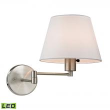 ELK Home Plus 17153/1-LED - Avenal 1-Light Swingarm Wall Lamp in Brushed Nickel with White Fabric Shade - Includes LED Bulb