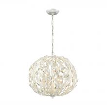 ELK Home Plus 18185/5 - Trella 5-Light Chandelier in Pearl White with Clear Crystal and Openwork Metal Shade