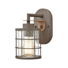 ELK Home Plus 18363/1 - Gilbert 1-Light Vanity Light in Rusted Coffee and Light Wood with Seedy Glass
