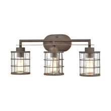 ELK Home Plus 18365/3 - Gilbert 3-Light Vanity Light in Rusted Coffee and Light Wood with Seedy Glass