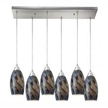 ELK Home Plus 20001/6RC-SG - Galaxy 6-Light Rectangular Pendant Fixture in Satin Nickel with Smoke Glass