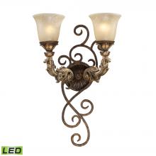 ELK Home Plus 2155/2-LED - Regency 2-Light Wall Lamp in Burnt Bronze with Off-white Glass - Includes LED Bulbs