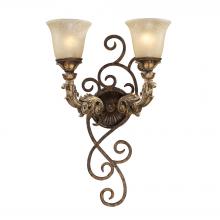 ELK Home Plus 2155/2 - Regency 2-Light Wall Lamp in Burnt Bronze with Off-white Glass