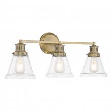 ELK Home Plus 2403-AN-CL - Alden 26'' Wide 3-Light Vanity Light - Antique Brass, Clear