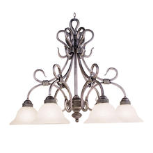 ELK Home Plus 246-AS - Buckingham 6-Light Chandelier in Antique Silver with White Faux Marble Glass