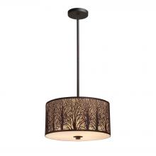 ELK Home Plus 31074/3 - Woodland Sunrise 3-Light Pendant in Aged Bronze with Woodland Shade