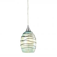 ELK Home Plus 31348/1MN - Vines 1-Light Mini Pendant in Satin Nickel with Mint Glass