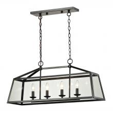 ELK Home Plus 31508/4 - Alanna 4-Light Linear Chandelier in Oil Rubbed Bronze with Clear Glass Panels
