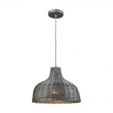 ELK Home Plus 31641/1 - Pleasant Fields 1-Light Pendant in Weathered Grey with Gray Wicker Shade