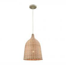 ELK Home Plus 31643/1 - Pleasant Fields 1-Light Mini Pendant in Russet Beige with Natural Wicker Shade