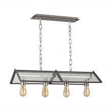 ELK Home Plus 31962/4 - Ridgeview 4-Light Chandelier in Polished Nickel and Weathered Zinc with Seedy Glass