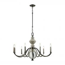 ELK Home Plus 32314/9 - Neo Classica 9-Light Chandelier in Aged Black Nickel with Weathered Birch and Clear Crystal