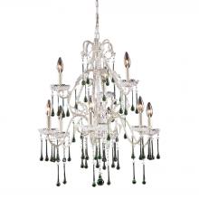 ELK Home Plus 4003/6+3LM - Opulence 9-Light Chandelier in Antique White with Lime Crystals