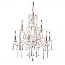 ELK Home Plus 4013/6+3CL - Opulence 9-Light Chandelier in Rust with Clear Crystals