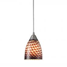 ELK Home Plus 416-1C - Arco Baleno 5'' Wide 1-Light Pendant - Satin Nickel with Cocoa Glass