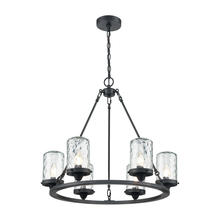 ELK Home Plus 45406/6 - Torch 6-Light Outdoor Chandelier in Charcoal with Water Glass