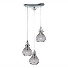 ELK Home Plus 46014/3 - Danica 3-Light Triangular Pendant Fixture in Polished Chrome with Clear Glass