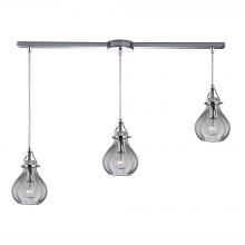 ELK Home Plus 46014/3L - Danica 3-Light Linear Pendant Fixture in Polished Chrome with Clear Glass